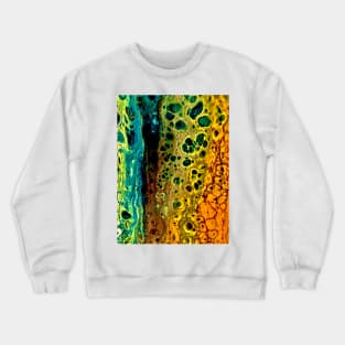 Teal gold acrylic pour art Crewneck Sweatshirt